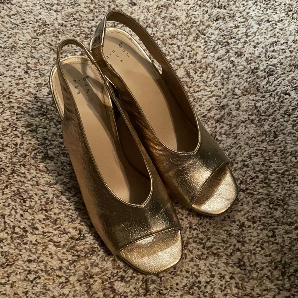 Rose gold sling back heels